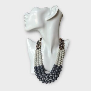 Tri-Color Multistrand Beaded Necklace